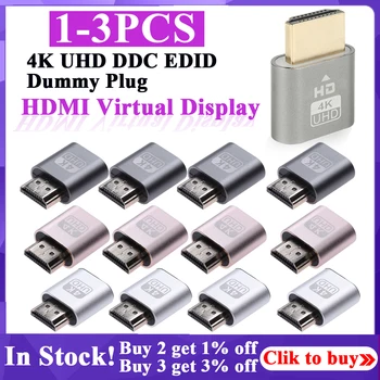 1-3PCS HDMI תואם וירטואלי מתאם תצוגה 4K Fit-ראש Displayport Dummy Plug EDID אמולטור עבור וידאו כריה לביטקוין DP