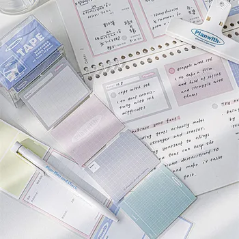1 גליל Saef-דבק Memo Pad עבור ספרים Notbooks מארק מדבקות רשת ריק מוצק צבע הפתק הדביק נייר פנקס רשימות הפתק
