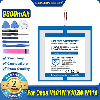 100% מקוריים LOSONCOER חדש 9800mAh Tablet PC סוללה עבור אונדה V101w Quad Core V102W W11A W11C V101w V2 סוללות