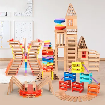 100pcs להגדיר לילדים פאזל יצירתי , זמן אבני בניין, הרכבה, ללא הגבלה גדול חלקיקים עץ צעצוע פאזל