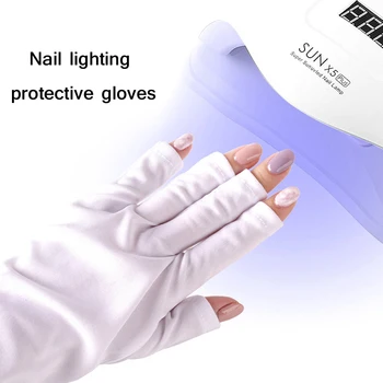 1Pairs UV/LED הגנה מפני קרינה כפפות מסמר אבזרים כפפות בלי אצבעות ציפורניים אספקה עבור אנשי מקצוע כלי מניקור