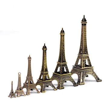1Pc 8cm - 25cm גבוה פריז מגדל דגם מיניאטורי צלמיות סגסוגת אבץ פסל נסיעות מזכרות מתכת לשולחן בית קישוט