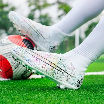 2023 גברים חדשים נעלי כדורגל למבוגרים ילדים גבוה קרסול נעלי כדורגל פקקים דשא אימונים נעלי ספורט גברים נעלי ספורט