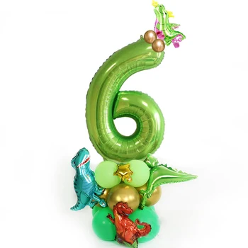25pcs/סט ג ' ונגל הדינוזאורים בלונים סט מעורבב לטקס בלון 40inch ירוק מספר Globos הילדים מסיבת יום הולדת התינוק לקשט