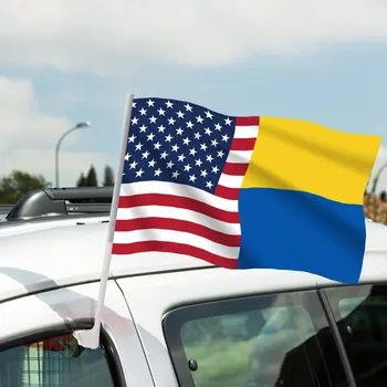 30*45cm אוקראינה חלון המכונית הדגל עם המוט צבע דוהה הוכחה חיצונית קישוט באנר החזיק ביד את מקל הדגל