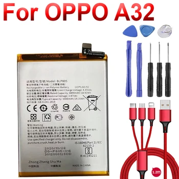 5000mAh BLP805 סוללה עבור OPPO A32 טלפון נייד +כבל USB+toolkit