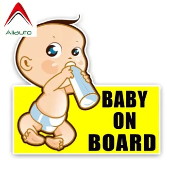 Aliauto סימן אזהרה הרכב מדבקה מקסימה תינוק עיצוב מדבקות ויניל מכסה שריטות על סקודה פיג 'ו 207 פאסאט ,15 ס
