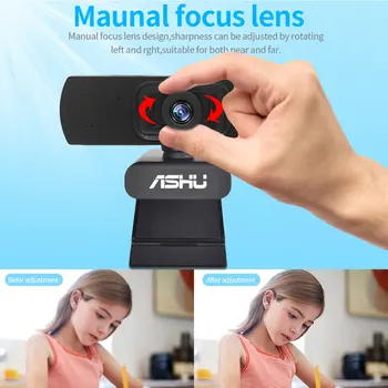 ASHU H609 מצלמת 1080p מצלמת אינטרנט מצלמת אינטרנט עם מיקרופון HD מלאה בפוקוס ידני מיני מצלמת Usb על מחשב נייד מחשב שולחני