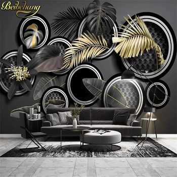 beibehang מותאם אישית נורדי הזהב טרופי עלים צמח טפטים לסלון המסמכים parede רקע 3D קיר נייר הציור.