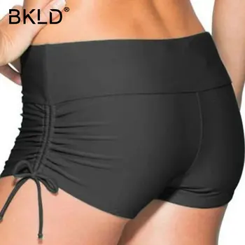BKLD קיץ סגנון 2018 חדש אופנה נשים סיבתי קצרים סיבתי החוף אלסטי מכנסיים קצרים לנשים מוצק שחור סקיני מכנסיים קצרים Feminino