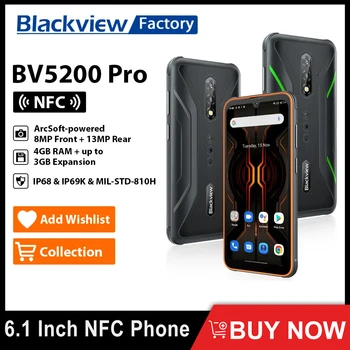 Blackview BV5200 Pro ArcSoft מחוספס החכם 4GB 64GB Octa הליבה אנדרואיד 12 טלפון נייד 13MP 5180mAh 6.1 אינץ NFC הסלולר