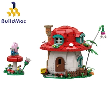 BuildMoc פטריות קסם הטבע חילזון הבית אבני הבניין להגדיר Openable הרפתקאות הפיות האט אדריכלות לבנים צעצוע עבור הילד מתנות