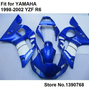 Fairing הערכה על ימאהה YZF R6 98 99 00 01 02 כחול לבן הריון ולידה חלקים fairings להגדיר YZFR6 1998 1999 2000 2001 2002 LV48