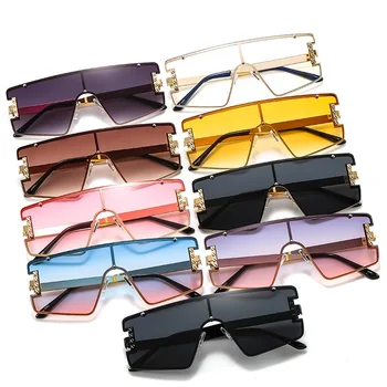 Fasihon ההגירה אופנתיים משקפי שמש נשים מנופחים סגסוגת מתכת חתיכה אחת עדשה הגנת UV בגוון צבע גוונים משקפי שמש