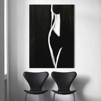 HDARTISAN אמנות קיר תמונות עבור הסלון עיצוב הבית המודרני ציור העירום הנשי, שחור לבן בד אמנות ציור בלי מסגרת