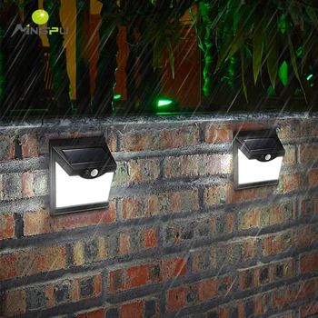 LED חיצונית סולארית אור הקיר IP65 עמיד למים עם שלט רחוק חיישן תנועה רחוב אור חצר במוסך גן המסדרון.