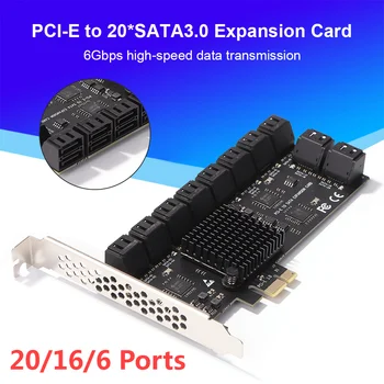 PCIe כדי 20/16/12 יציאות SATA 3 III 3.0 6 Gbps SSD מתאם PCI-e PCI Express x1 בקר לוח הרחבה תמיכה בכרטיס X4 X8 X16