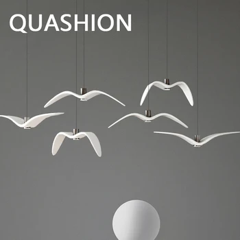 QUASHION פשוט ואלגנטי עיצוב אורות תליון שחף סטיילינג שרף מנורה גוף השינה בלילה הברק LED מסחרי קישוט