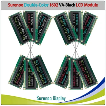Surenoo כפול כפול צבע 1602 162 16X2 16*2 VA שחור שלילי אופי מודול LCD מסך תצוגה פנל LCM אנגלית & יפנית