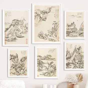 Traditonal בסגנון סיני הר והנהר בד הציור המפורסם יצירות אמנות אמנות קיר תמונה המשרד סלון עיצוב הבית פוסטר
