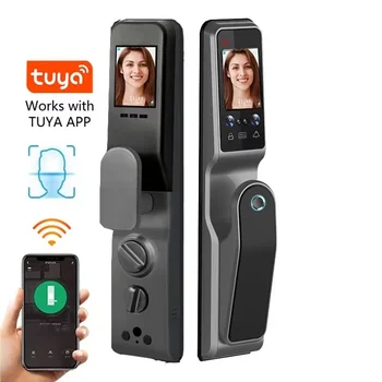 TUYA WIFI הטלפון נעילת זיהוי פנים חכם לנעול את הדלת עם מצלמה טביעת אצבע, טביעת כף היד, כרטיס מגנטי סיסמא מפתח
