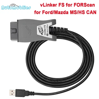 Vgate vLinker FS OBD ELM327 USB OBD2 רכב כלי אבחון עבור פורד FORScan OBD 2 רכב סורק כלי MS/HS יכול ODB עבור מאזדה