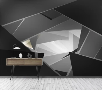 wellyu מותאם אישית ציור קיר מודרני מינימליסטי בשחור לבן סריג גיאומטרית הסלון רקע השינה רקע טפט