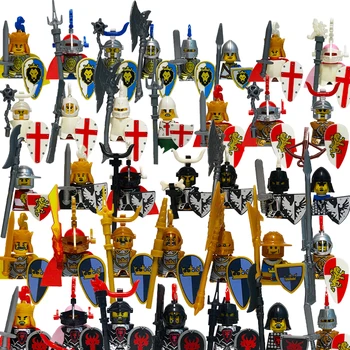 אביר מימי הביניים חייל דמויות אבני הבניין טירה צבאית שחמט הצבא שומר החרב קסדת מגן נשק MOC לבנים צעצועים ילד
