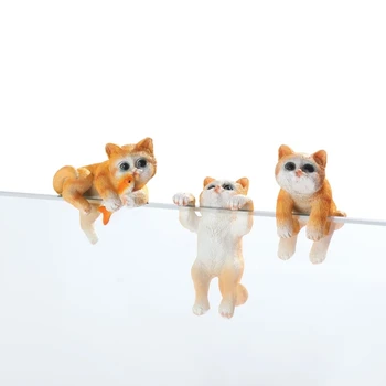 אקווריום קישוטים FishTank גינון גדר קולב פסלים אביזרים מעולה קריקטורה בריחה חתול קישוט