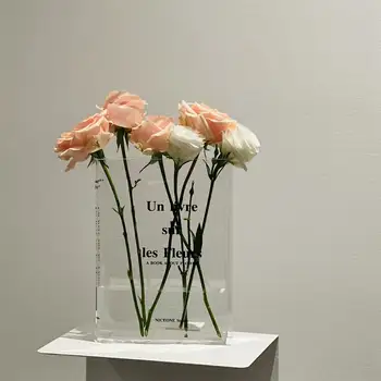 אקריליק שקוף הספר בצורת אגרטל הידרופוני סידור פרחים באגרטל תוספות קישוט הבית Creatitive שולחן העבודה, קישוט מתנות