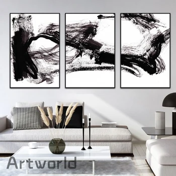 בשחור-לבן מודרני מופשט קליגרפיה קיר אמנות בד הציור פשוט נורדי הדפסת פוסטר עבור הסלון לעיצוב הבית