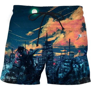 ההר ונהר Starry Sky 3d הדפסה הקיץ של גברים מכנסיים קצרים מהירים יבשות לשחות מכנסיים קצרים גדולים החוף מזדמנים מכנסיים, בגדי גברים