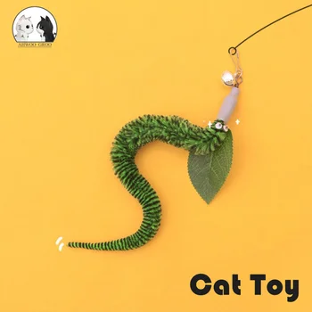 הזחל, חתול סט צעצוע חתול נוצה טיזר שרביט צעצוע על חתלתול חתול כלב תולעים קטיפה הדרכה אינטראקטיבית משחק מקל חיות מחמד צעצוע
