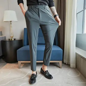 וינטאג 'של הגברים חליפת מכנסיים 2023 אביב אופנה ג' נטלמן מוצק המשרד מכנסיים ארוכים סתיו אופנת רחוב מזדמנים מכנסיים בשביל זכר P232