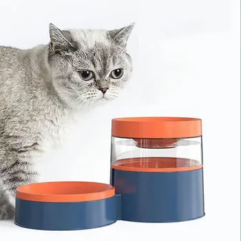 חיות מחמד חתול שני-In-One הכלב החתול קערת מים מזין הצוואר מגן החתול קערת מים אוטומטיים מתקן שתייה מזין