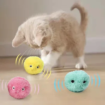 חכם החתול צעצועים אינטראקטיביים כדור קטיפה חשמלי נפית החתולים הכשרה צעצוע חתלתול לגעת נשמע מחמד המוצר סקוויק צעצוע כדור חתול Supplie