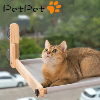 חתול המיטה חלון תלוי מחמד חתולים ערסל מעץ מחמד במיטה חתלתול טיפוס מסגרת חלון שמש מושב קן נושא 15kg חתול למיטה