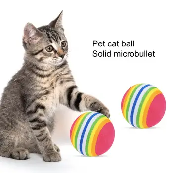 חתלתול הכדור קשת צבעים מוצק קופצני שום ריח ביס עמיד מקורה פעילות משחק צעצוע קצף EVA חתול צעצוע כדור מחמד אביזר