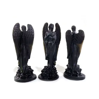 טבעי קריסטל שחור, אובסידיאן אנג ' ל פיסול פסל 5.9 אינץ קוורץ עבור אוסף השולחן קישוטים קישוט הבית מלאכות מתנה