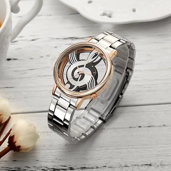 יצירתי אופנה נשים שעון פלדת אל-חלד חלולים כסף של נשים שעונים מזדמנים בנות שלד שעון שעון Montre פאטאל #2TWF
