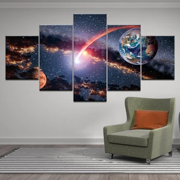 לא הפליל את היקום Galaxy הארץ 5 פיסת אמנות קיר קנבס הדפסת פוסטרים של ציורים, ציור לסלון עיצוב הבית תמונות
