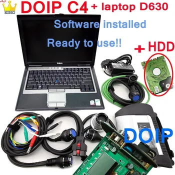 מגה סטאר SD להתחבר C4 בנוסף DOIP קומפקטי C4 עם מחשב נייד D630 על מכונית משאית מרבב עם wifi תוכנת כונן דיסק קשיח SSD כלי אבחון