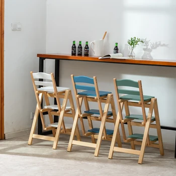מודרני גבוה כסאות מטבח מעץ מלא רב-שכבתיים הסולם כיסא נוח מתקפל שרפרף תכליתי מעשית שלב 3 הסולם