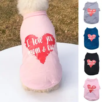 מחמד פופולרית בגדים בסגנון פשוט סופר רך 4 צבעים לב אדום הדפסה כלב בגדים