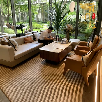 משרד המכירות לנהל משא ומתן ספה שילוב בלובי המלון הקבלה עור בצורת שולחן קפה רהיטים