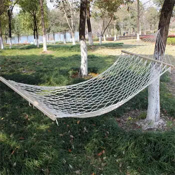 נסיעות חיצונית מקל עץ חבל כותנה ערסל נדנדה תלויה לישון במיטה רשת.