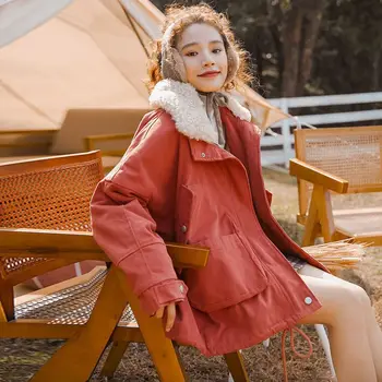 נשים של מעילי החורף המגמה צווארון בובה יפנית סטודנטים קוריאנים עבה יותר מעילים, אביזרי וינטג ' חופשי סטודנט אישה בגדים
