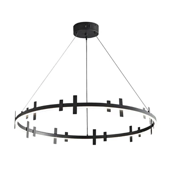 סקנדינבי מינימליסטי high-end הסלון תליון מנורה מודרנית, עיצוב פשוט הגיון מעגלי LED השינה כל-נחושת המנורה