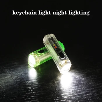 פנס LED נטענת USB Mini לפיד עם אבזם קמפינג מחזיק מפתחות בכיס מנורה עמיד למים אור חיצוני קמפינג