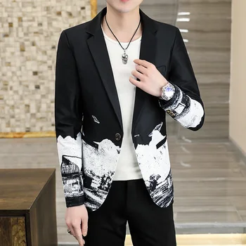 צבע החליפה של הגברים מעיל קוריאני גרסה סלים אופנה האביב והסתיו 2021 החדש נאה מזדמנים קטנים החליפה של הגברים ללבוש 3XL גברים